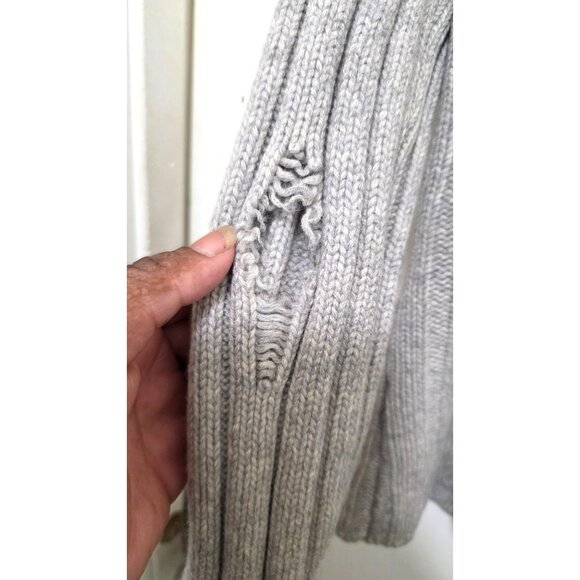 Garnet Hill Women's Gray Fisherman Cabled Button-Up Cardigan Sweater Size S 70% - Picture 4 of 7